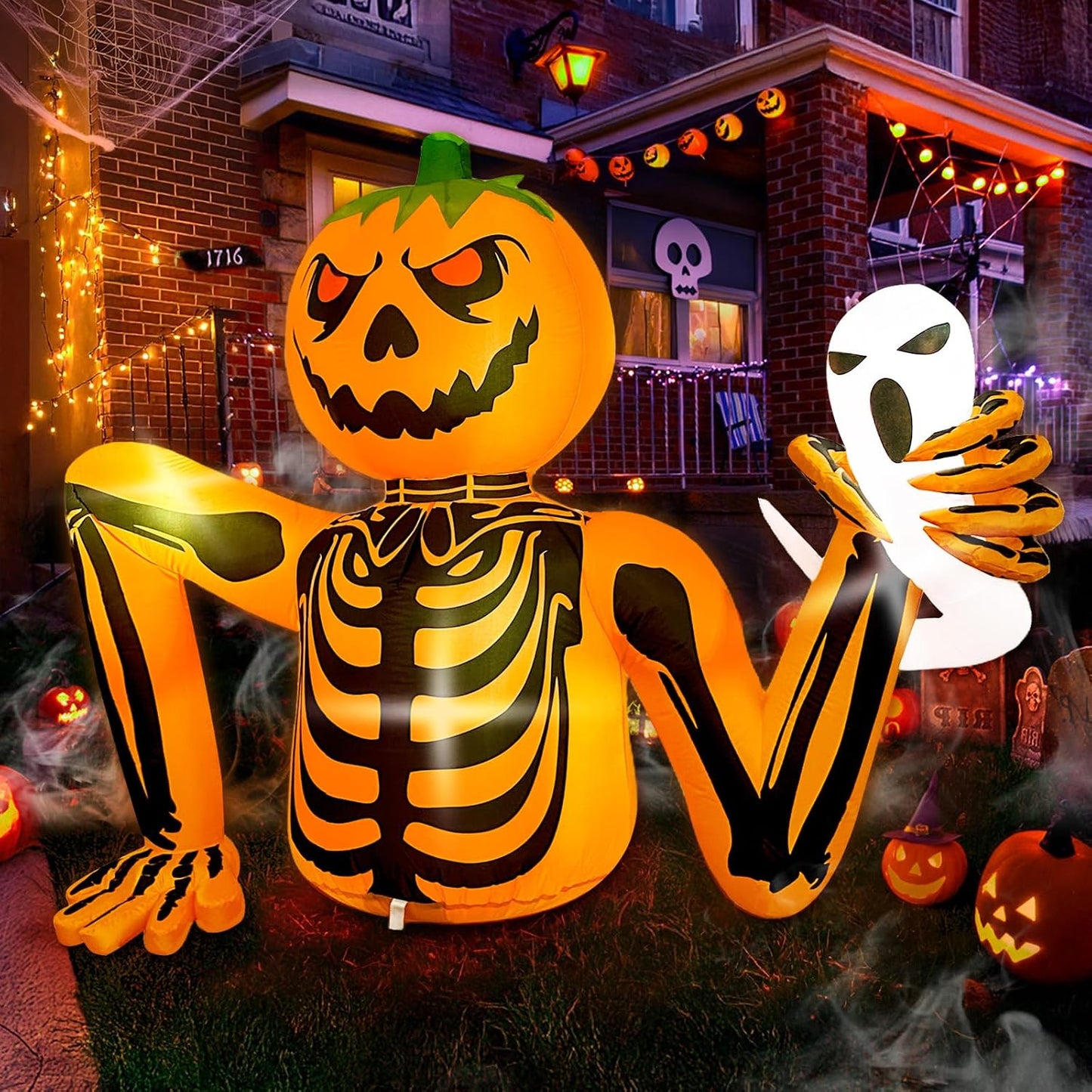 GUDELAK Decoración inflable de Halloween de 5 pies para exteriores,...