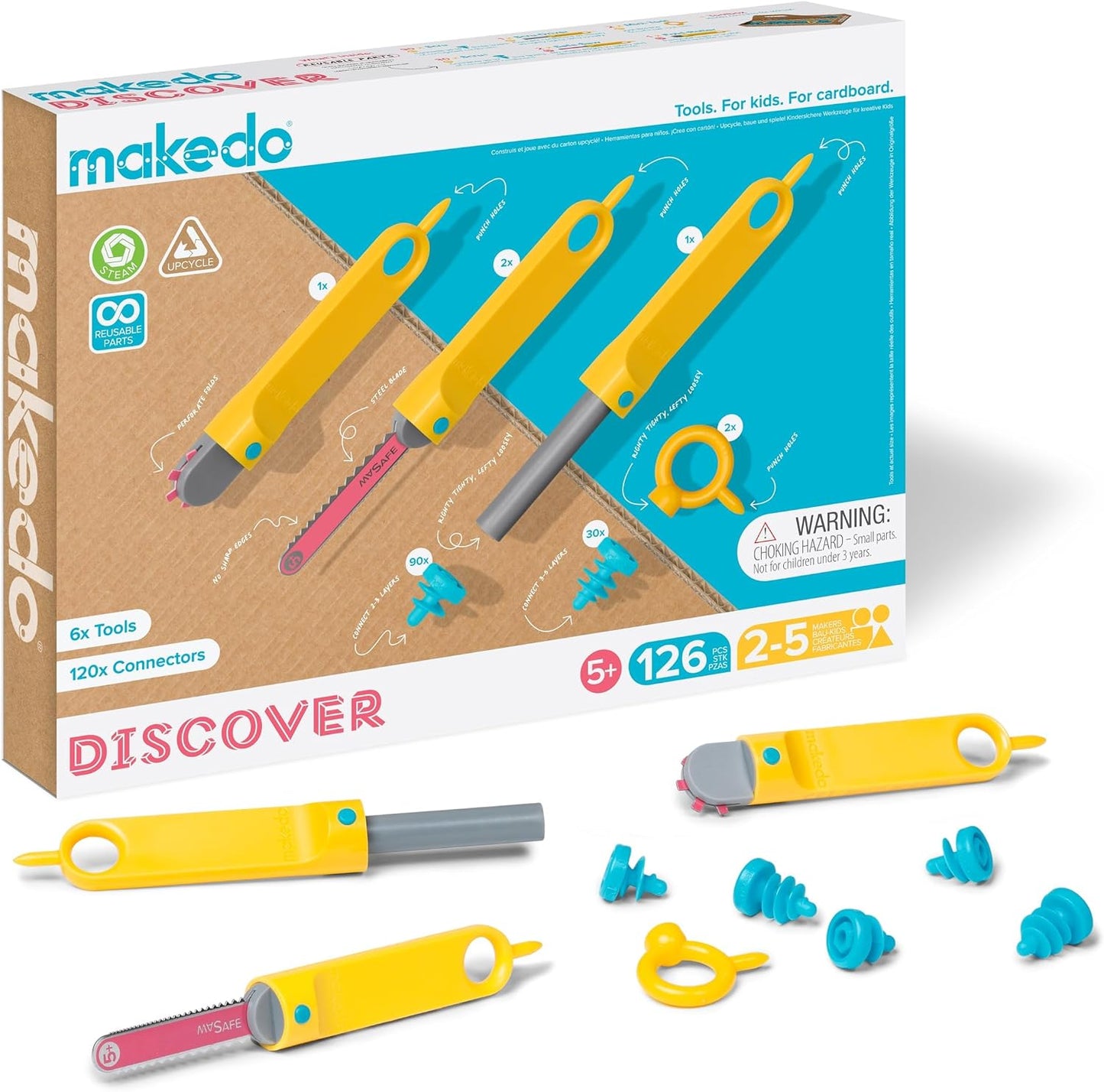 Makedo Descubre | Kit de herramientas de construcción de cartón rec...