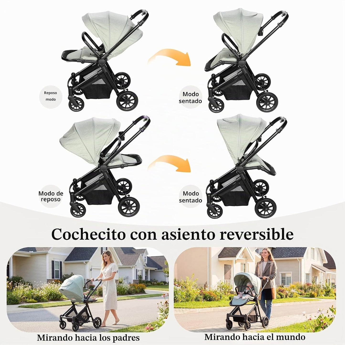 TALENBEEN Cochecito de bebé convertible 2 en 1 para recién nacido a...