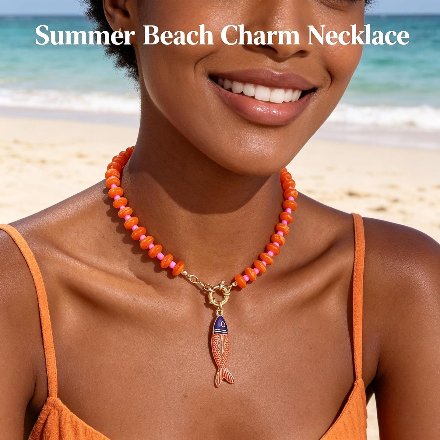 GLRITY Collares bohemios de peces con cuentas para mujer, collar de...
