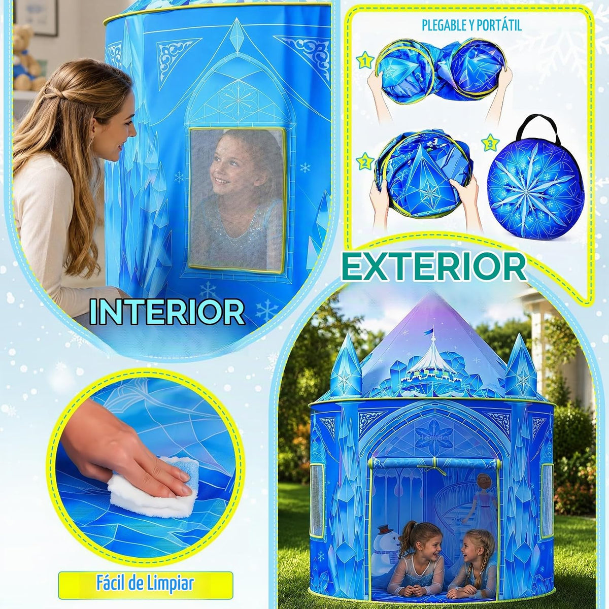Hamdol Tienda de campaña de princesa para niñas, juguete congelado,...