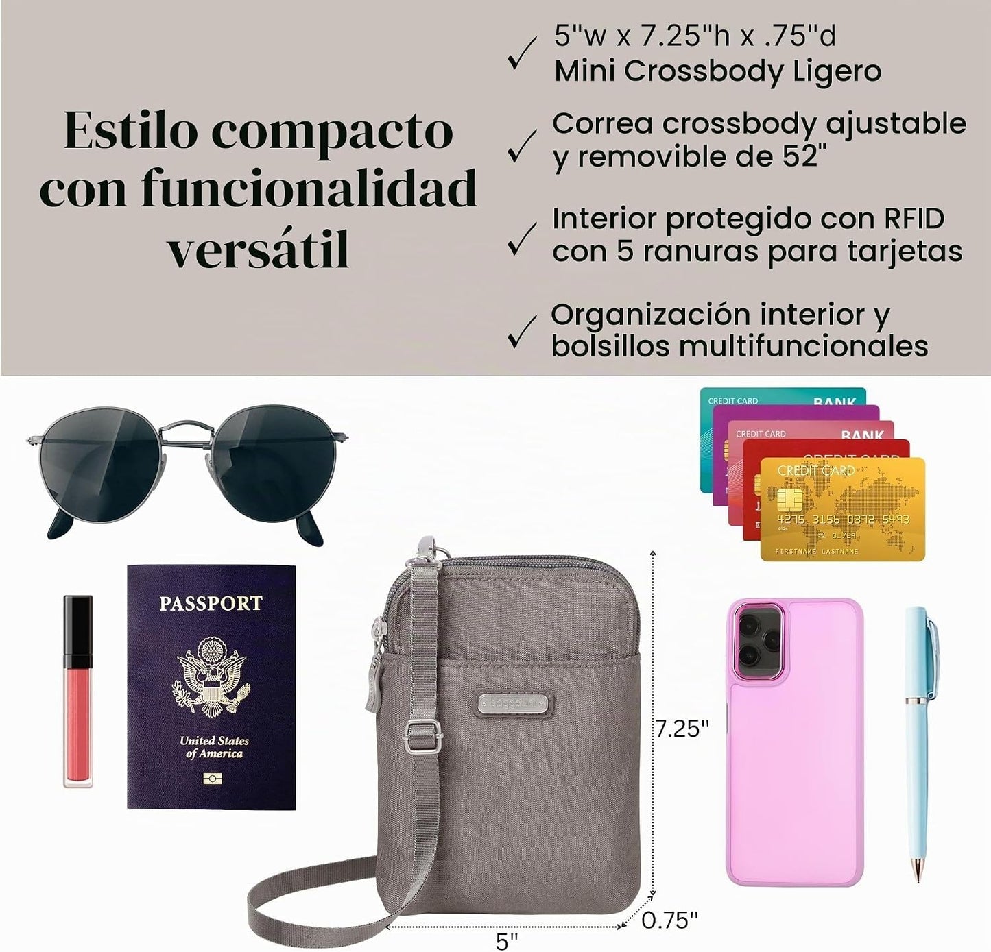 Baggallini La Nueva Colección Clásica Lleva Dos RFID Bryant Bandolera