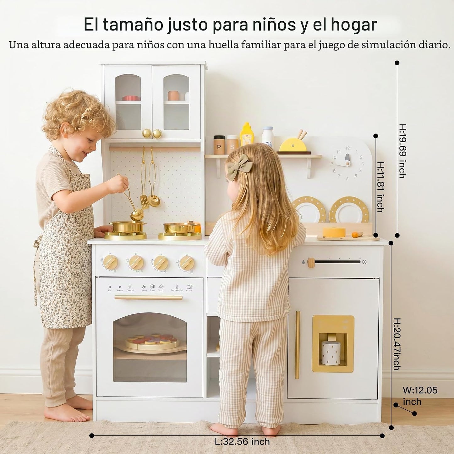 Cocina de juego de madera para niños con almacenamiento adicional y...
