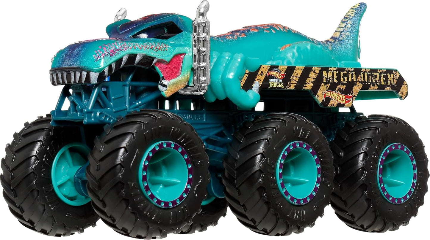 Hot Wheels Autos de juguete y camiones monstruo, Tiburones vs. Dino...
