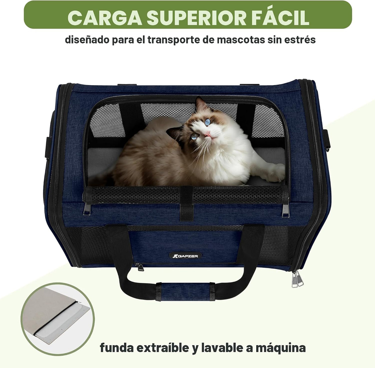 GAPZER - Transportador para gatos de 18 x 11 x 11 pulgadas, aprobad...