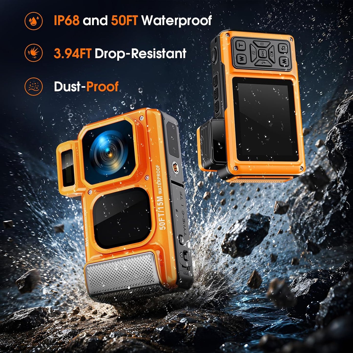 8K cámara subacuática WiFi 90MP 50FT táctil impermeable cámara 32GB...