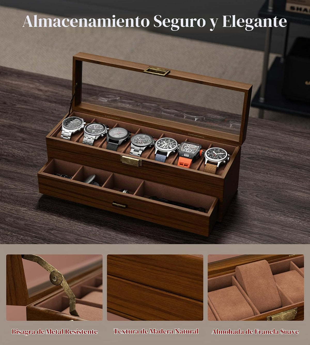 sensok Caja de reloj para hombre, marco ultrafino, pantalla ancha,...