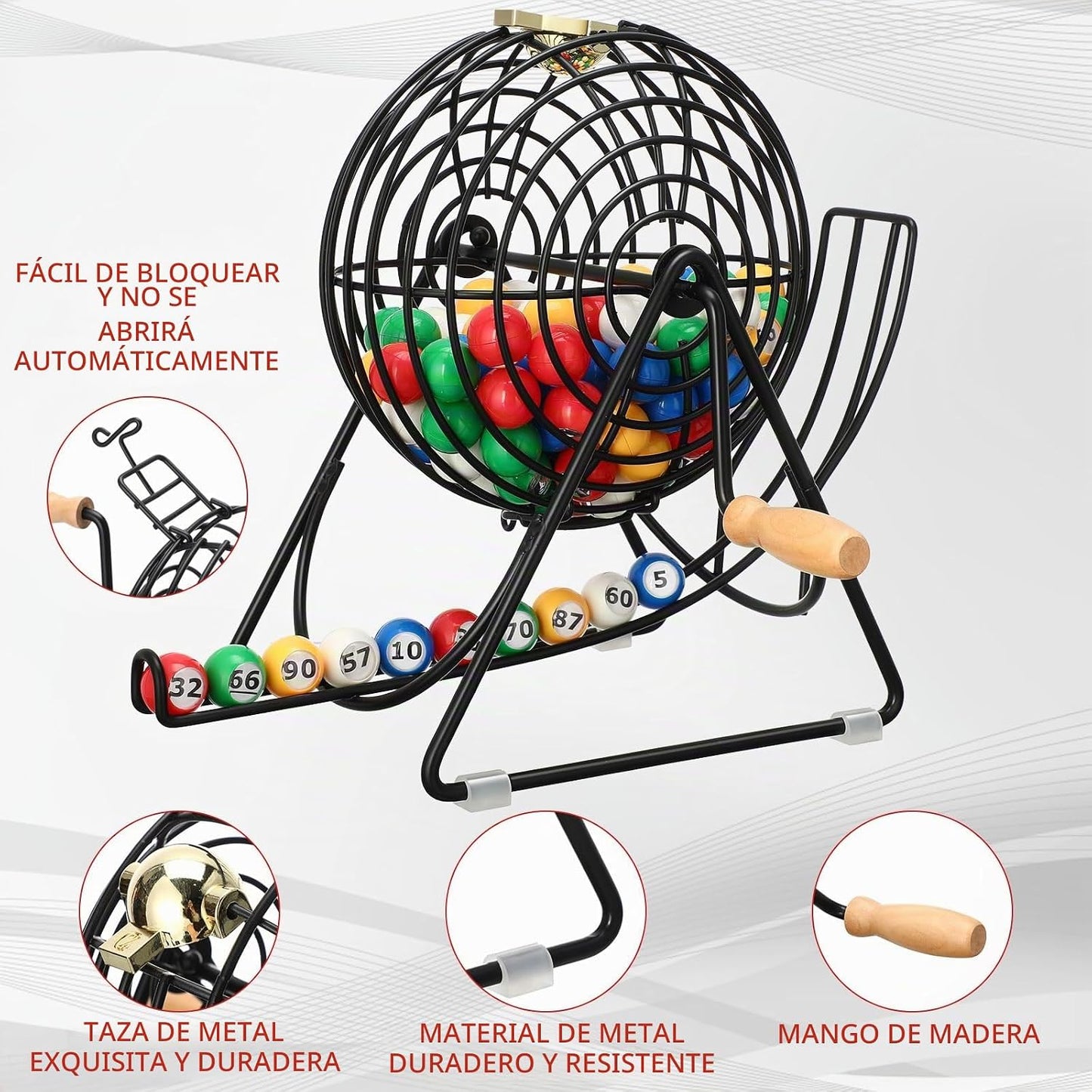 Poen Juego de Lotería Bingo de 101 Piezas Incluye Jaula de 12 Pulga...