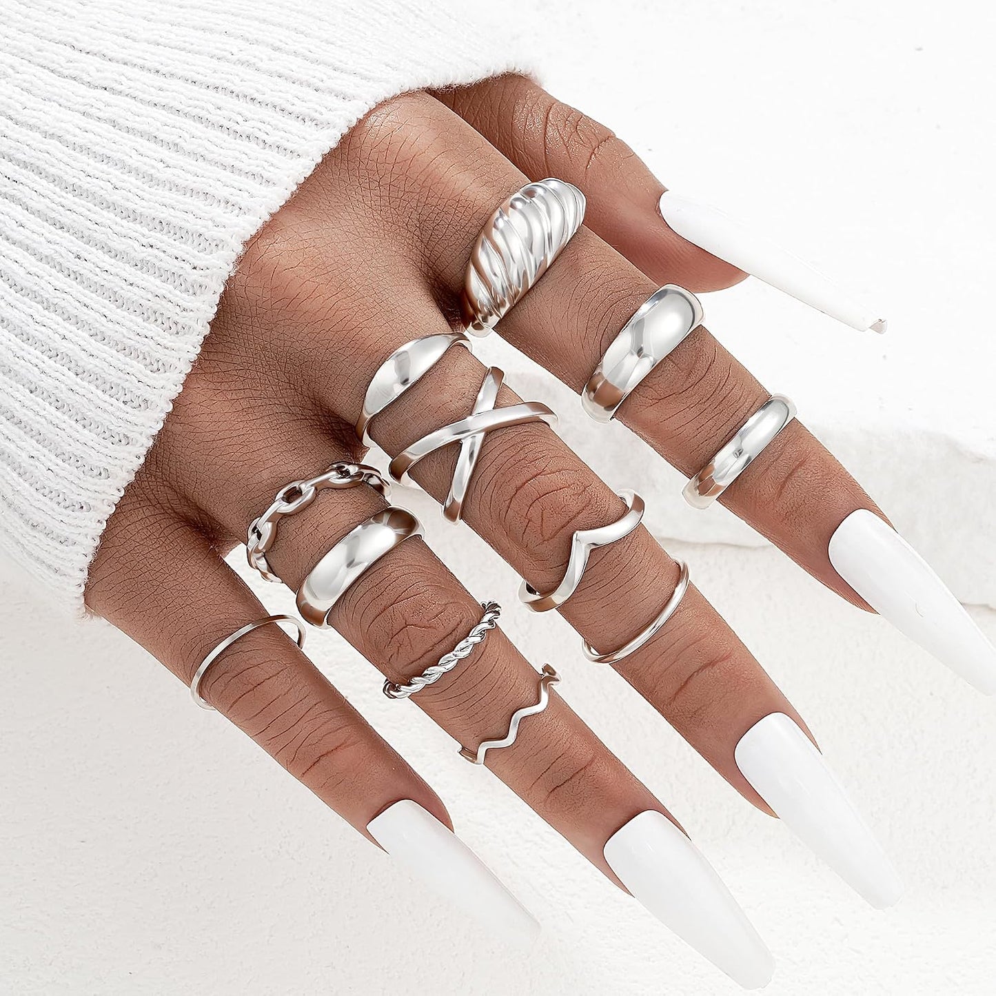 YEEZII Juego de 25 anillos dorados para nudillos para mujer, lindos...