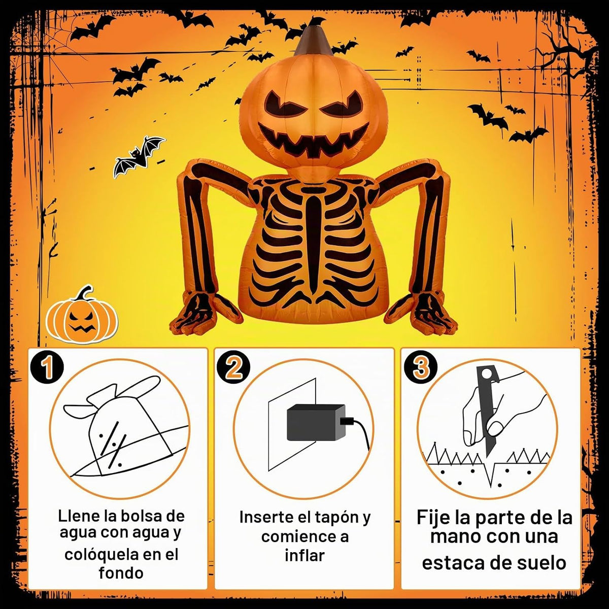 Leyndo Decoración inflable de calabaza de Halloween de 5.6 pies par...