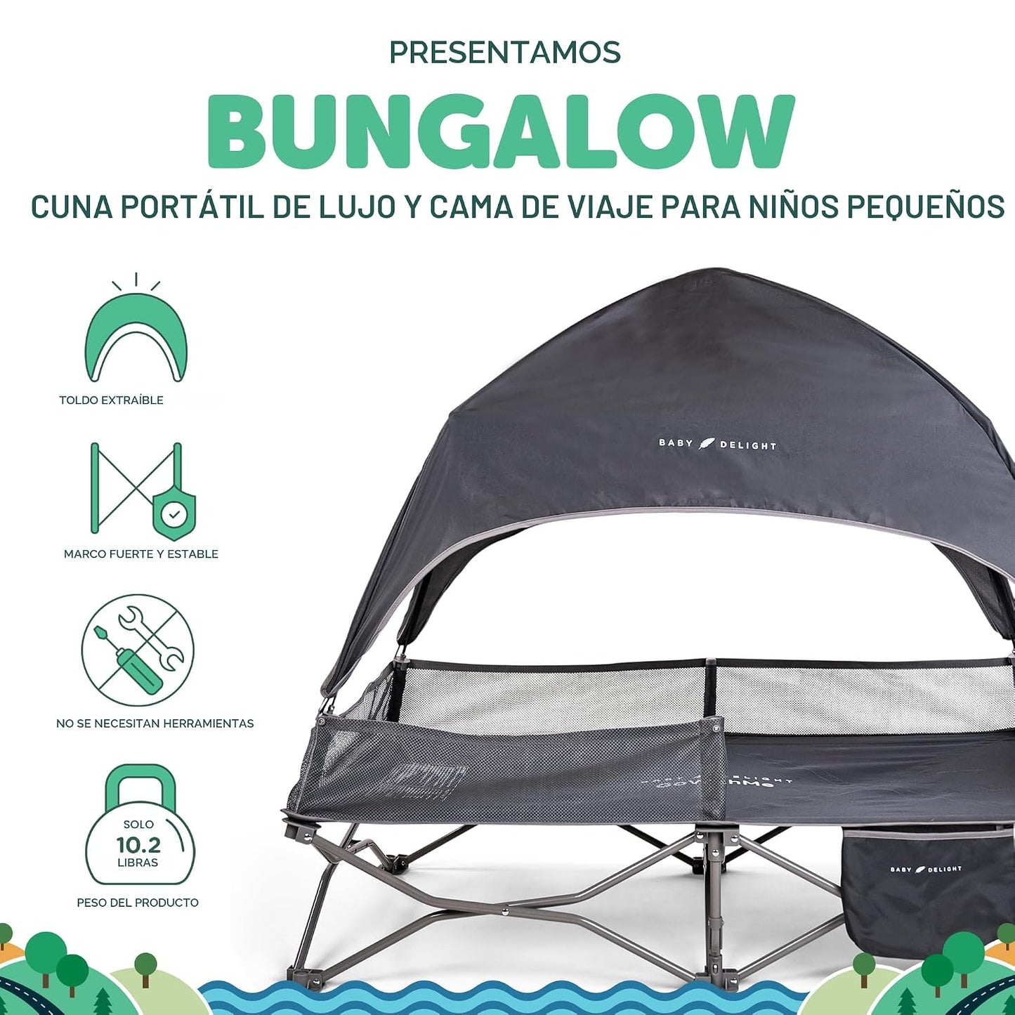 Baby Delight Go with Me Bungalow Deluxe - Cuna portátil, color gris...