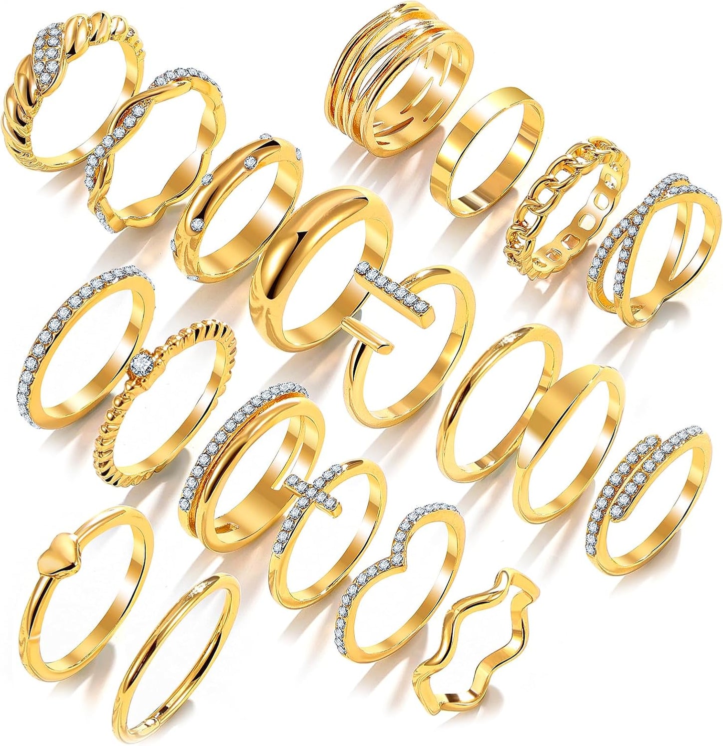 KISS WIFE Anillos apilables de oro para mujer, delicado juego de an...