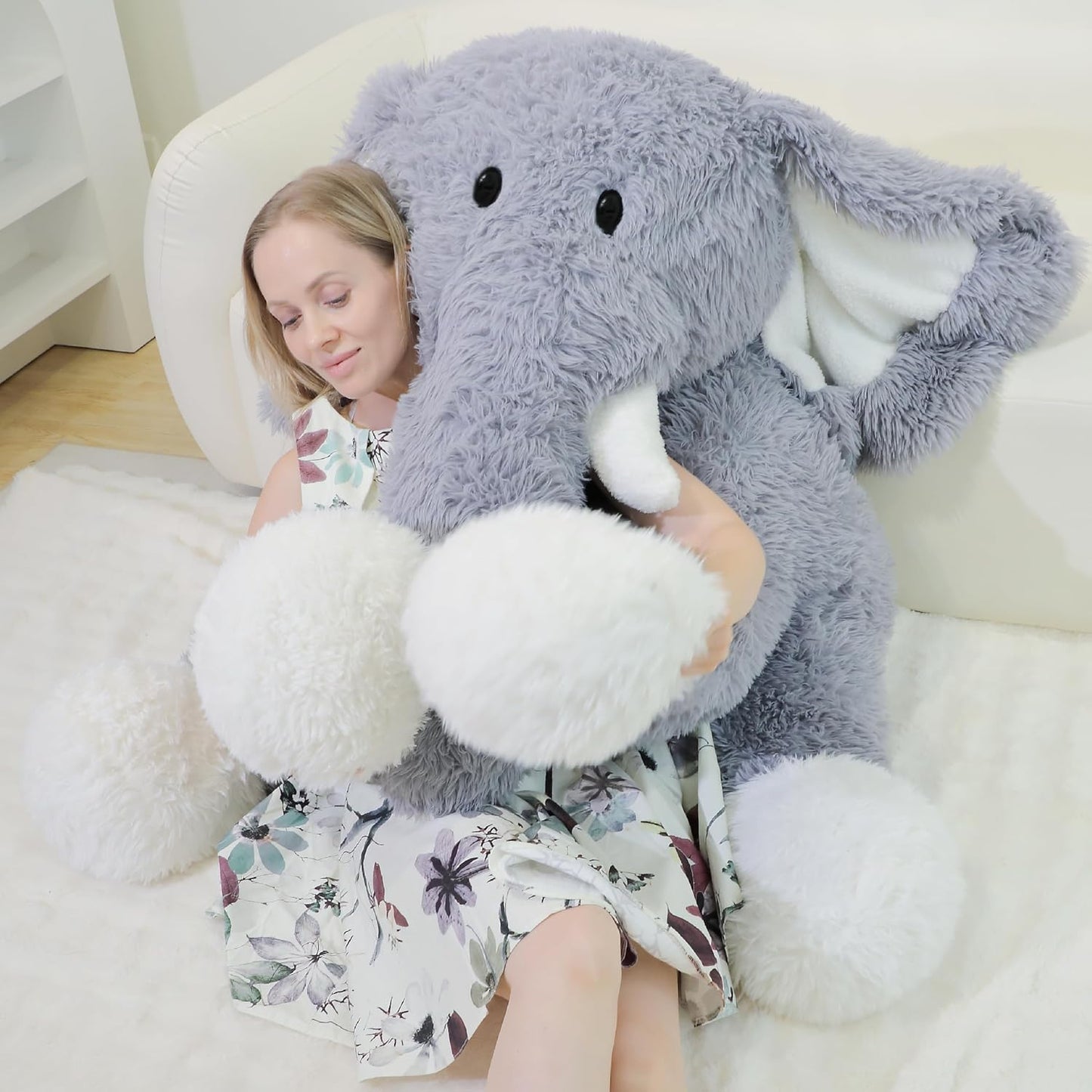 Jrystar Animales de peluche de elefante gigante, juguetes de peluch...