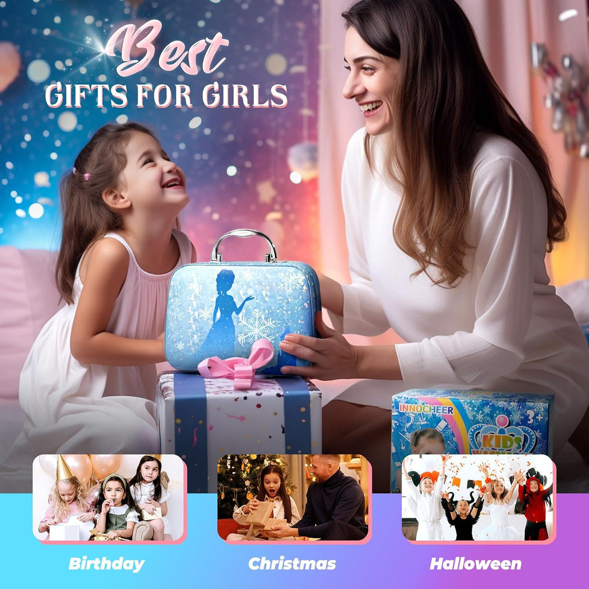 INNOCHEER - Kit de maquillaje infantil para niñas, juego de maquill...