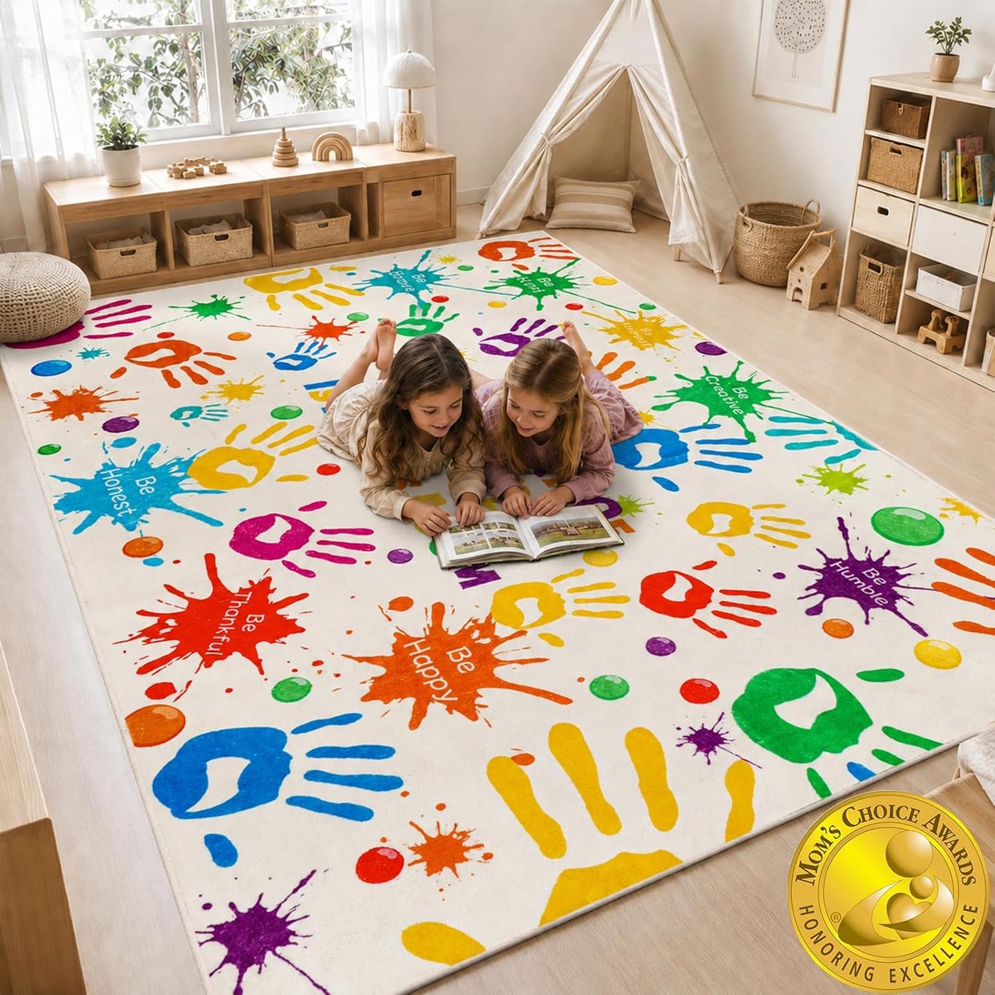 LTKOUGFAM Alfombra colorida para niños, alfombra lavable para niños...