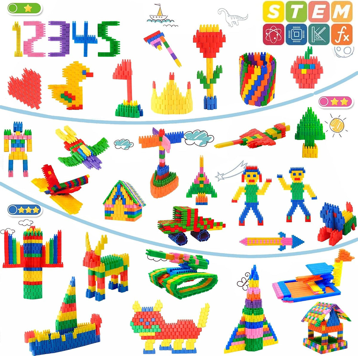 FUBAODA Niños Juego de 600 piezas de bloques de construcción - Jueg...