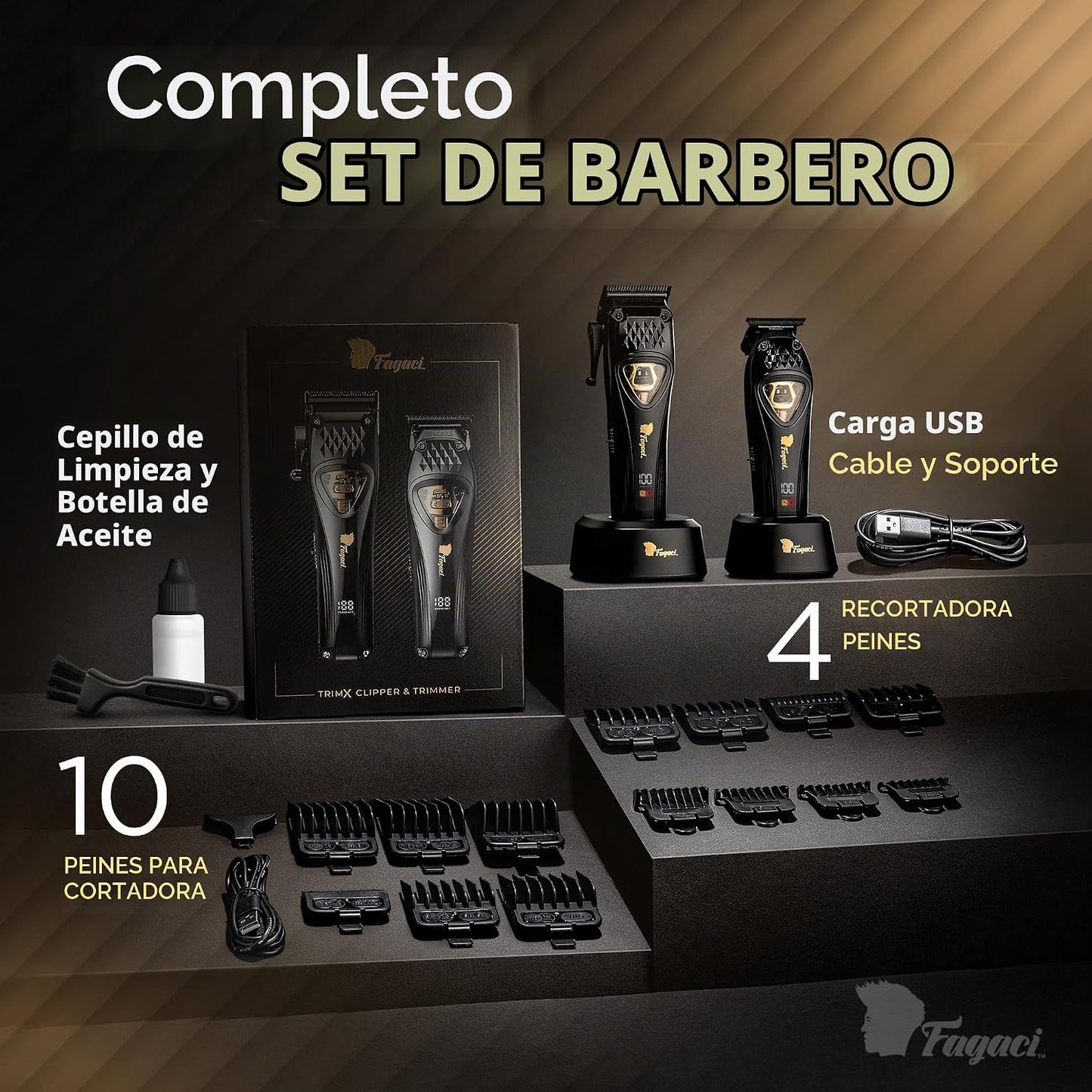 Fagaci Cortadora de pelo profesional para hombres, kit de recortado...