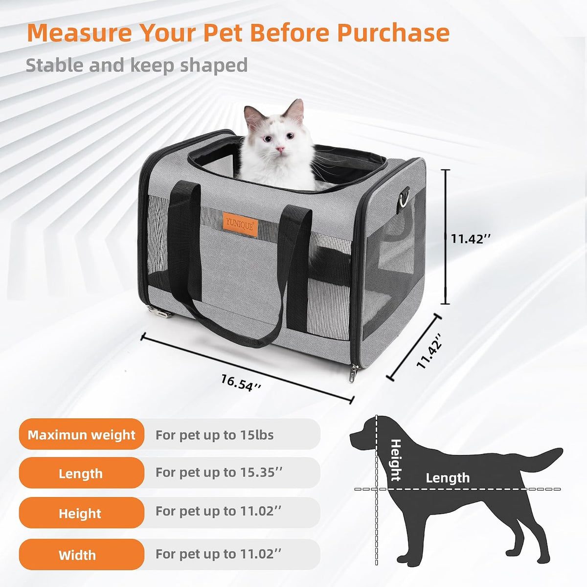 YUNIQUE Transportador de gatos y perros de lados suaves para mascot...