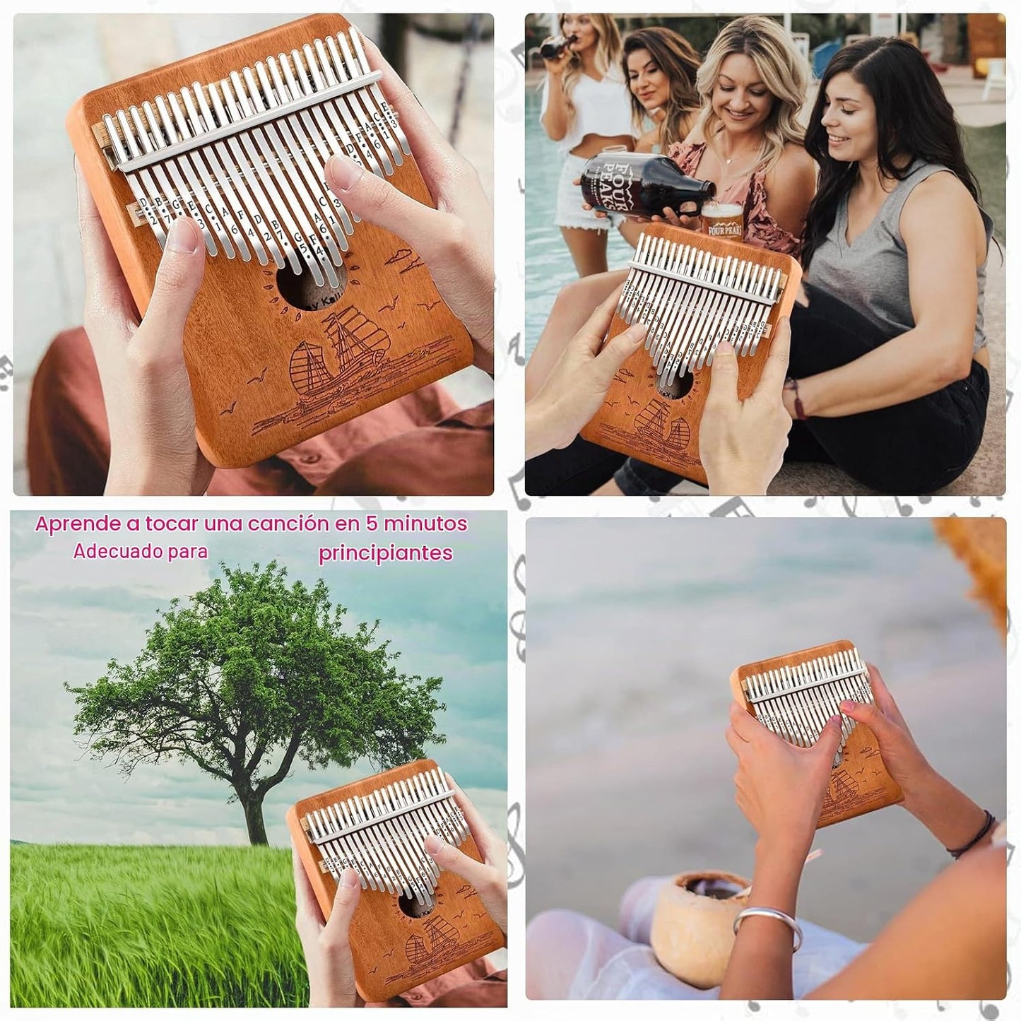 Piano de dedo Kalimba 21 teclas, Calimba, Kalimba de 21 teclas con...