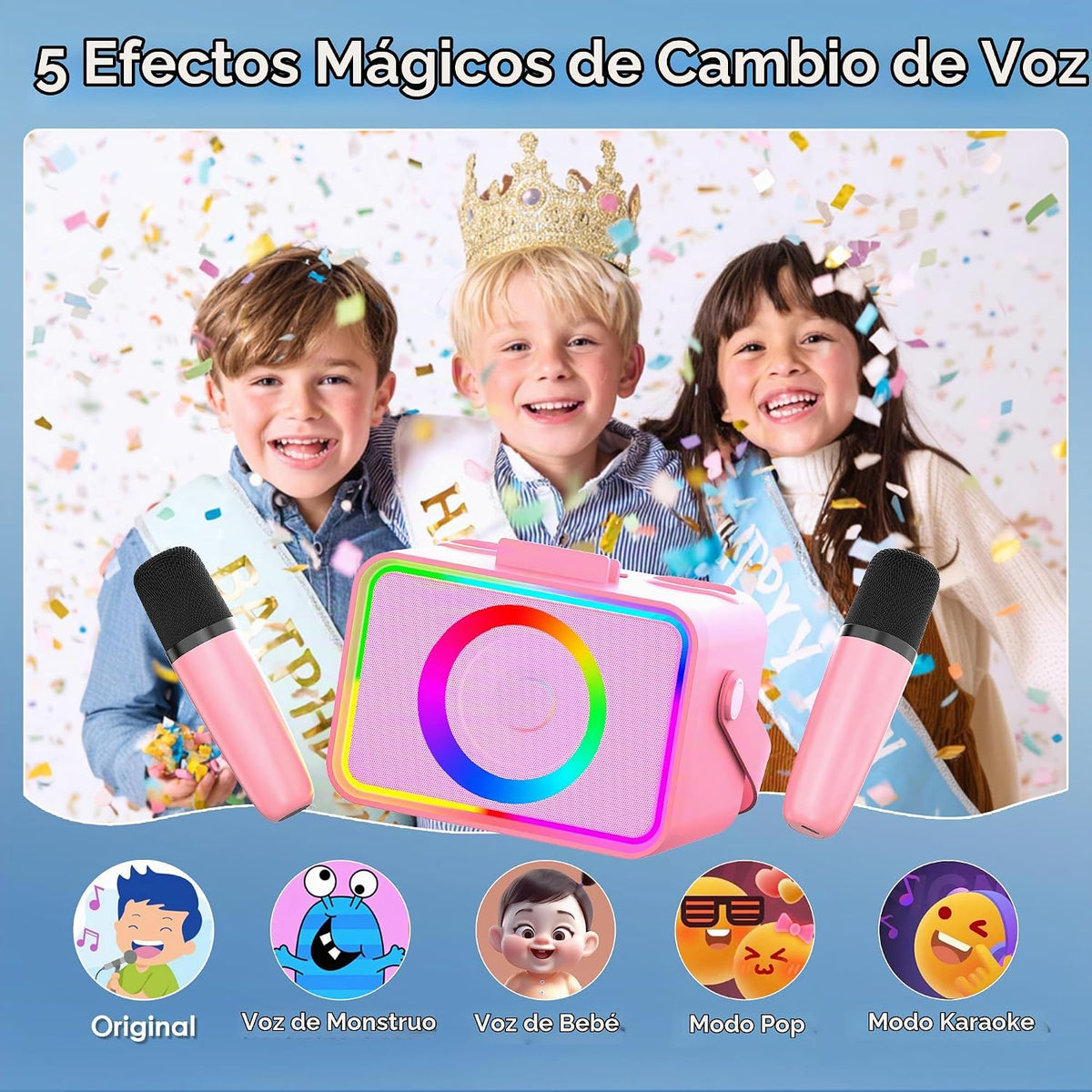 Máquina de karaoke, altavoz Bluetooth portátil con 2 micrófonos ina...