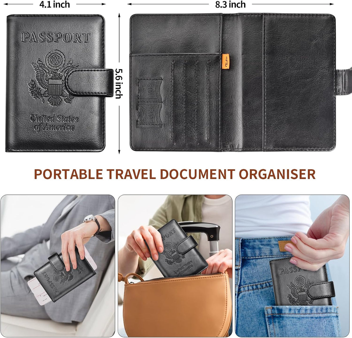 Herain Soporte para pasaporte, funda para pasaporte, cartera para p...