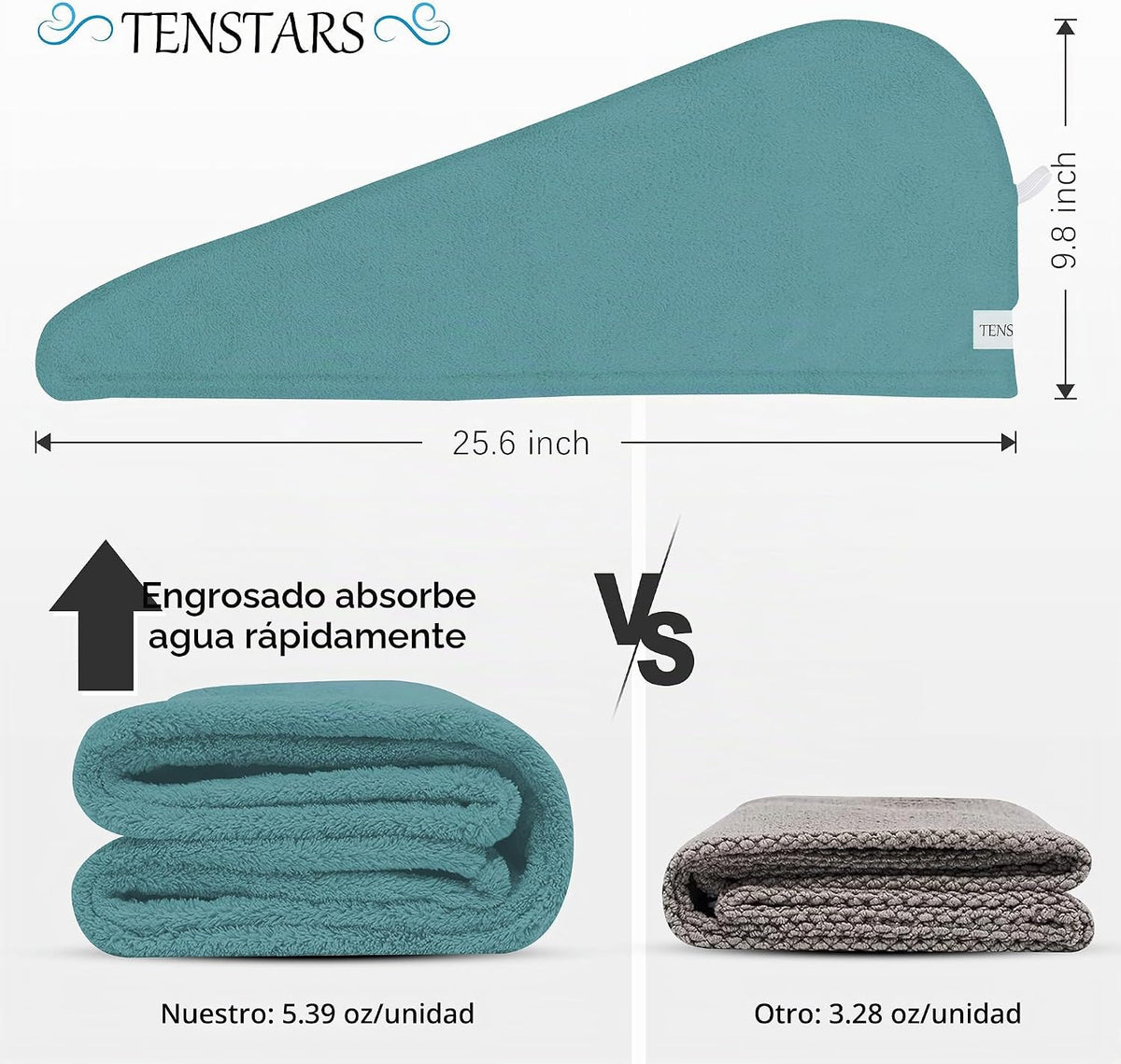 TENSTARS Paquete de 5 Toallas Envolventes de Microfibra Engrosadas...