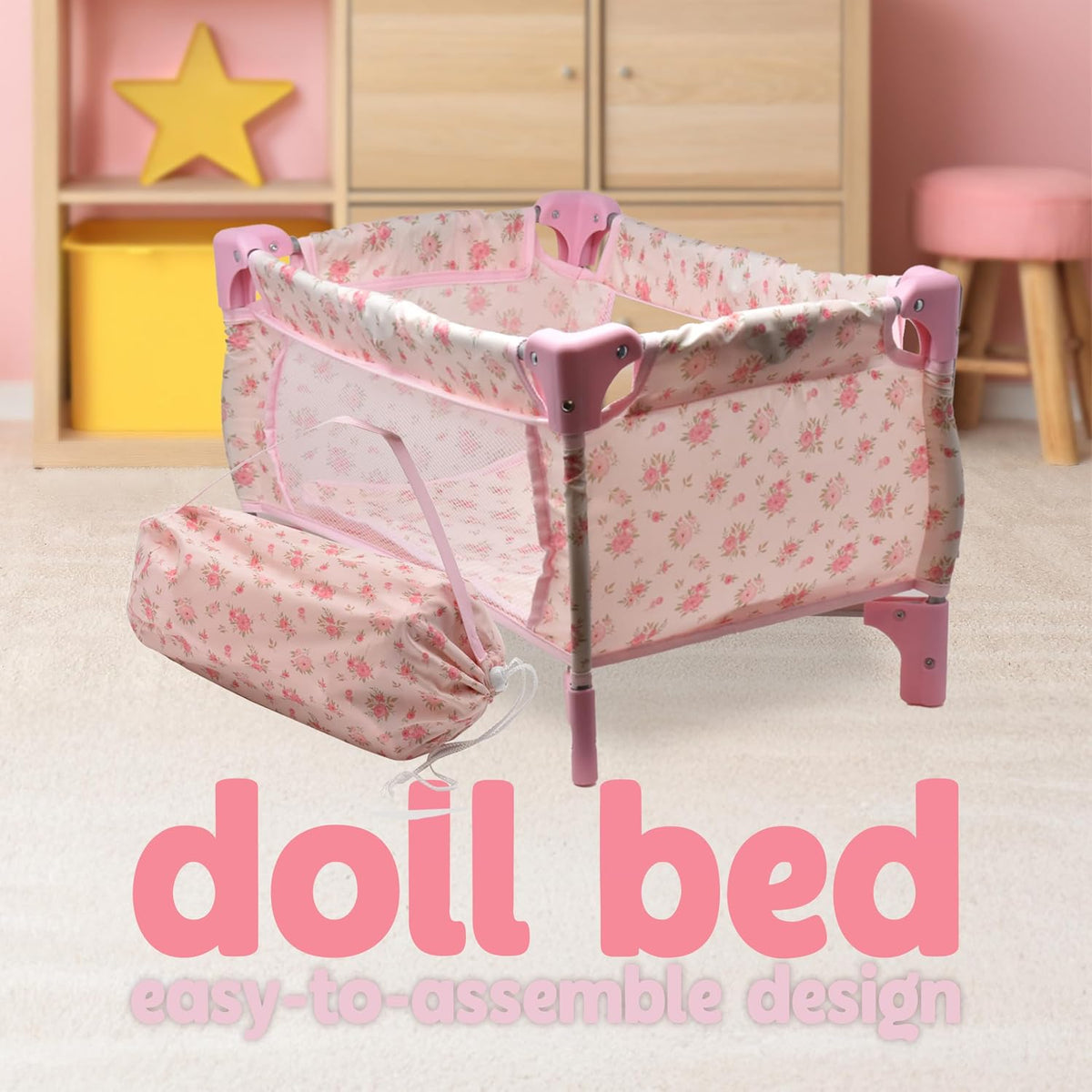 Juego de cochecito para muñeca bebé y asiento para guardería, juego...