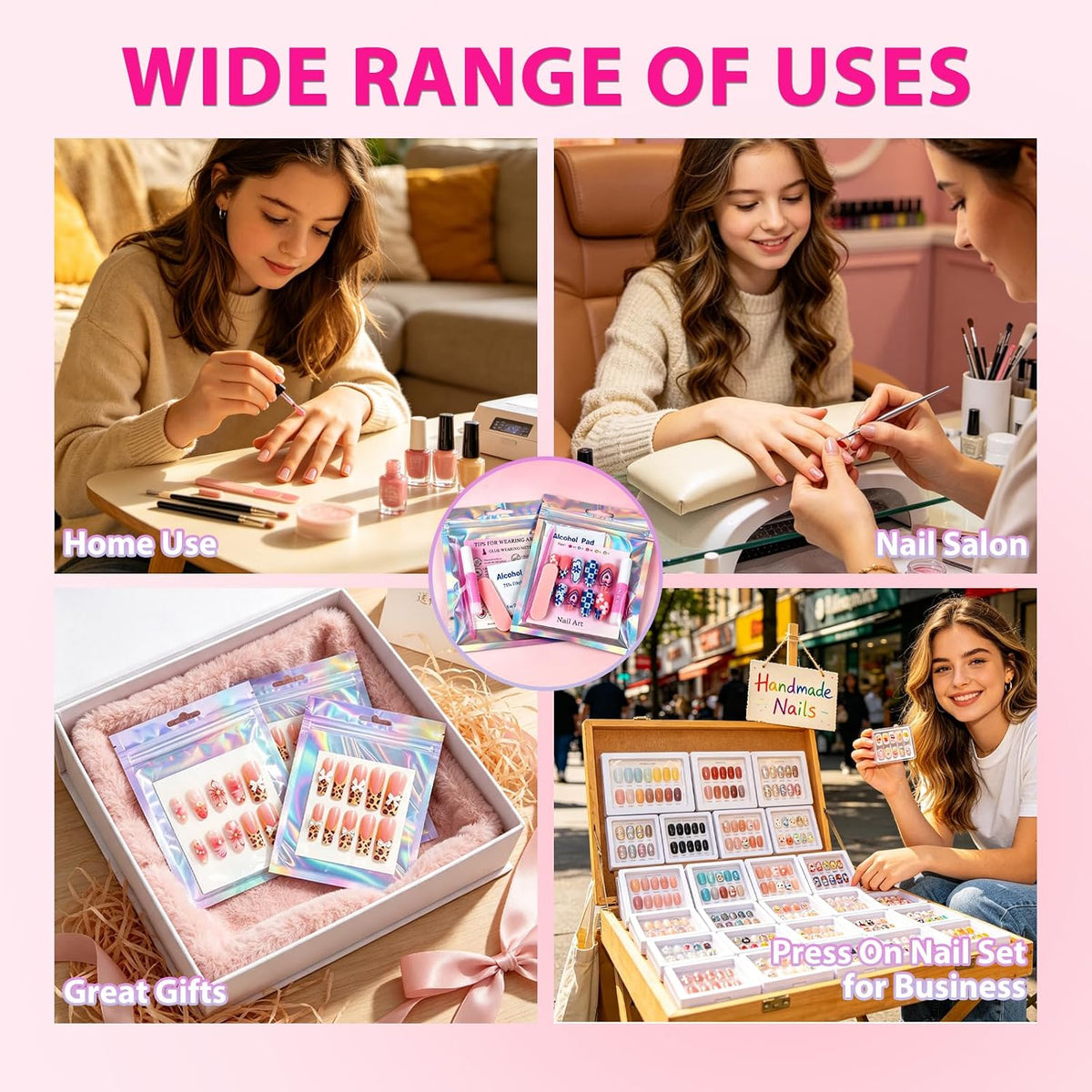 ESUOHYM 100 piezas de embalaje de uñas desechables suministros de n...