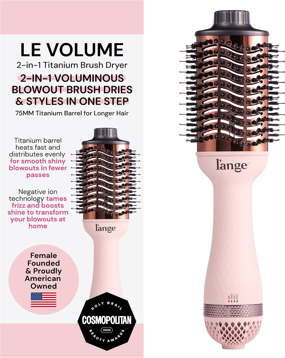 L'ANGE HAIR - Cepillo secadora de aire caliente Le Volume 2 en...