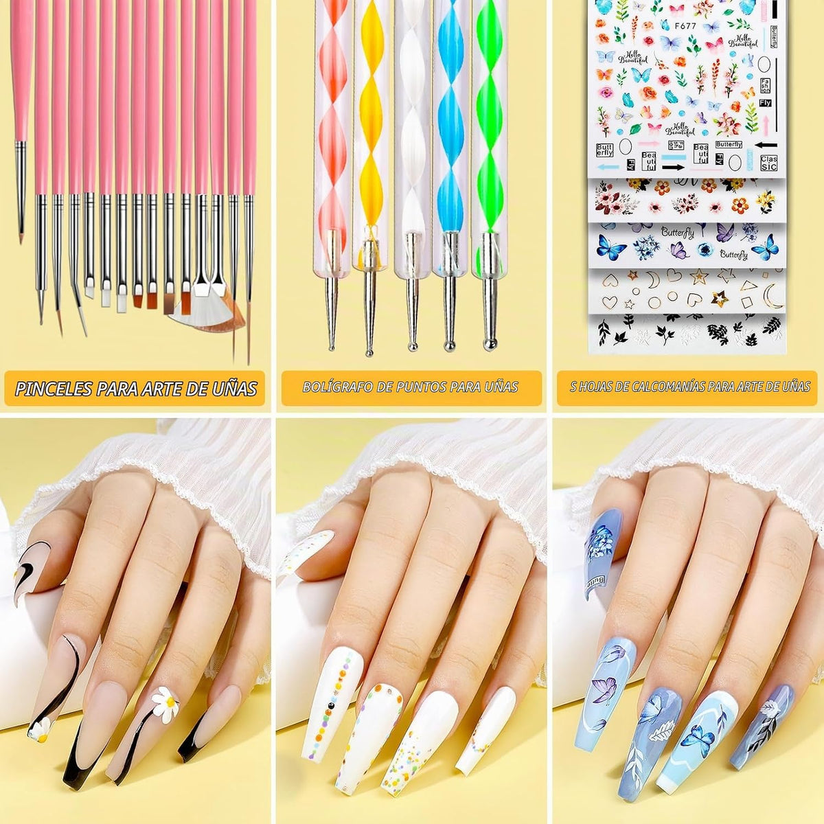 Teenitor - Kit de uñas postizas - Puntas de uñas transparentes tipo...
