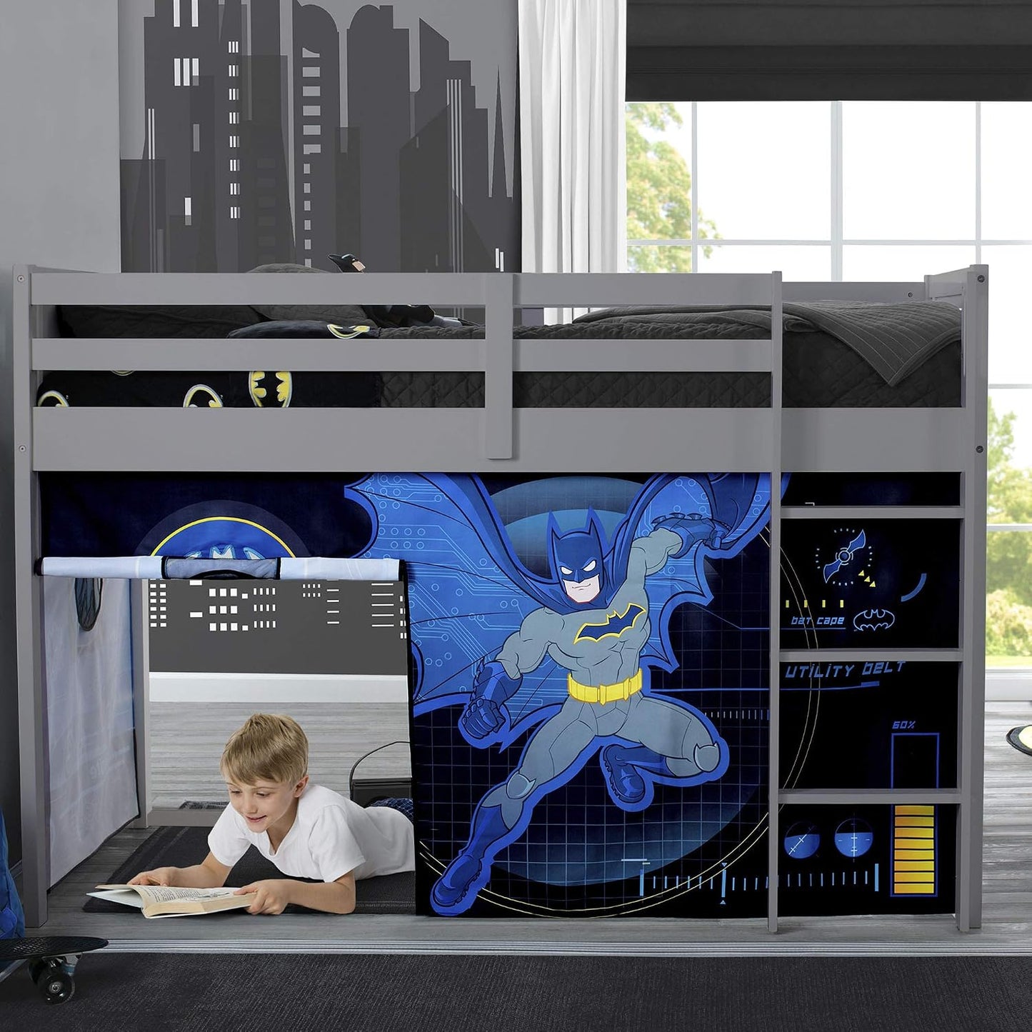 Delta Children Batman Loft Bed Tent - Juego de cortinas para cama b...