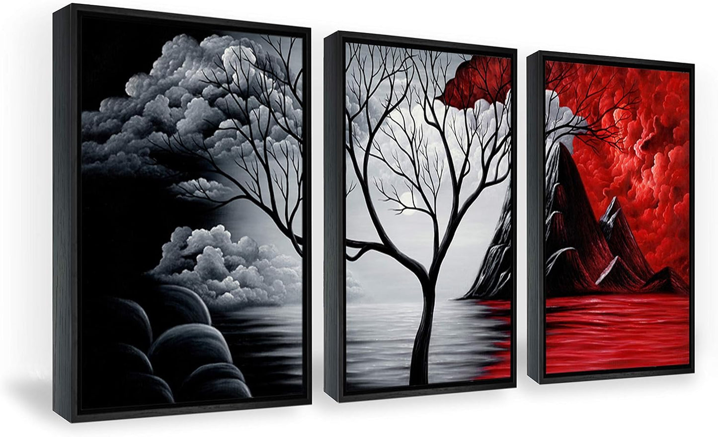 Wieco Art Arte de pared enmarcado, arte de pared de árbol de nube,...