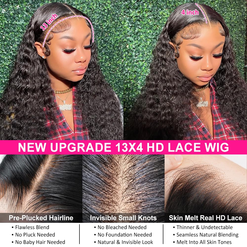Pizazz Pelucas delanteras de encaje HD 13x4 Cabello humano Nudos pr...