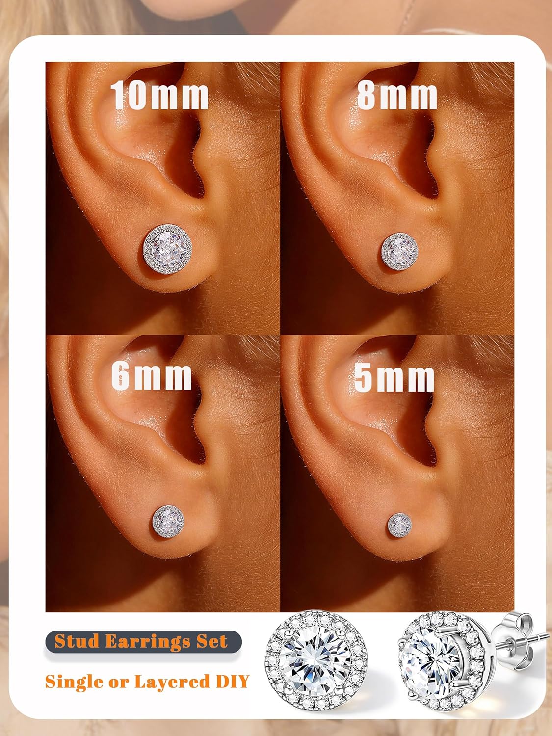 4 pares de aretes de plata para mujer, chapados en plata de 18 quil...
