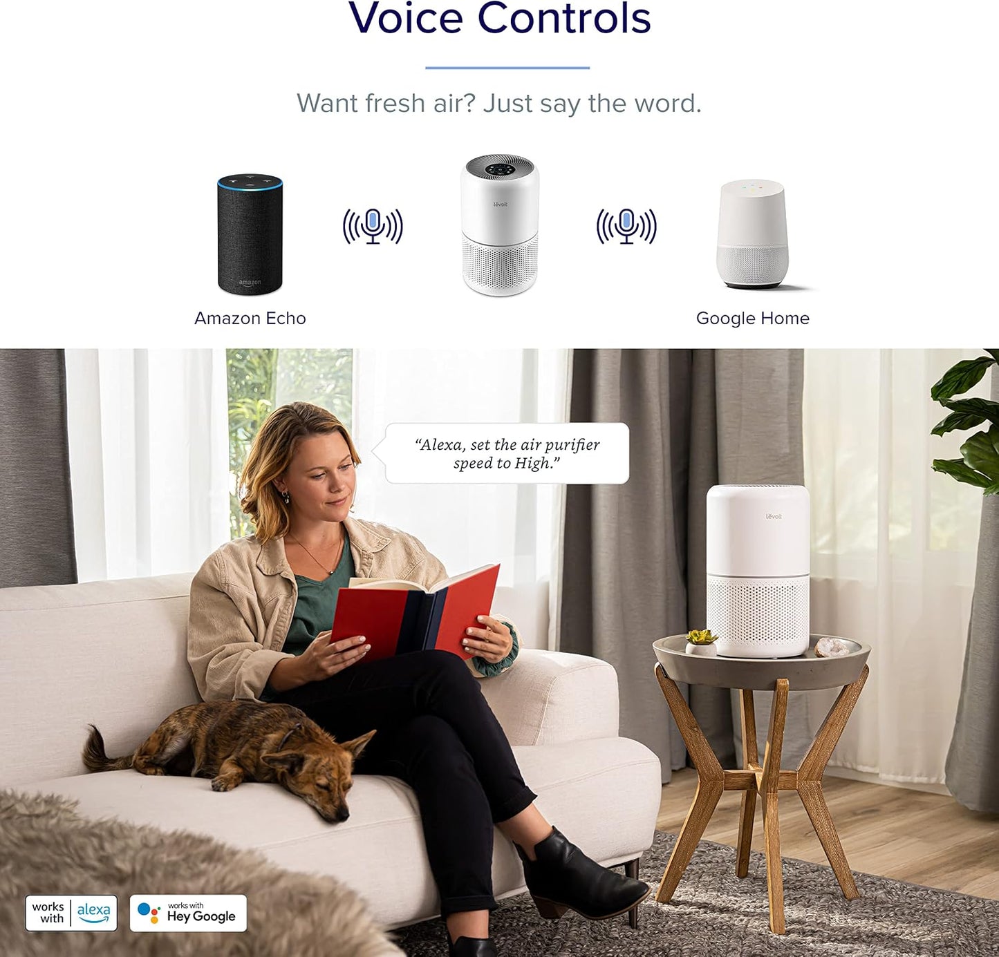 LEVOIT Purificadores de aire para dormitorio del hogar, modo de sue...