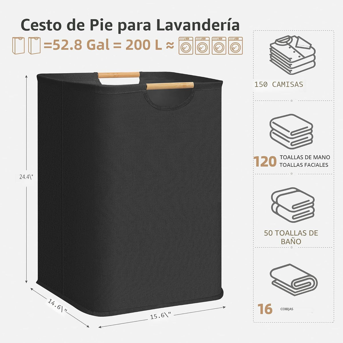 STORAGE MANIAC - Paquete de 2 cestas para la ropa sucia con asas de...