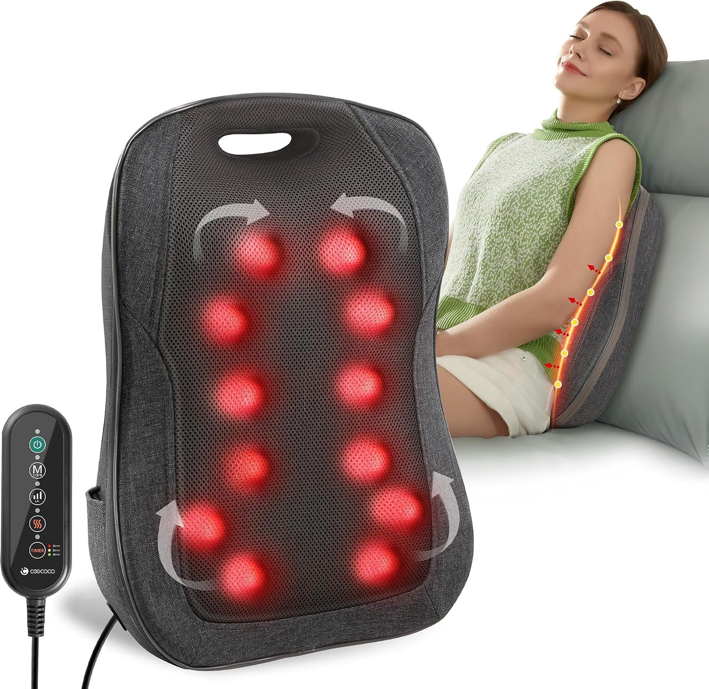 CooCoCo HSA Tienda Elegible Masajeador de Espalda Shiatsu con Calor...