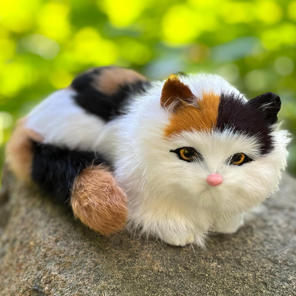 Figura realista de gato calicó para bebé, estatua de gatito peludo...