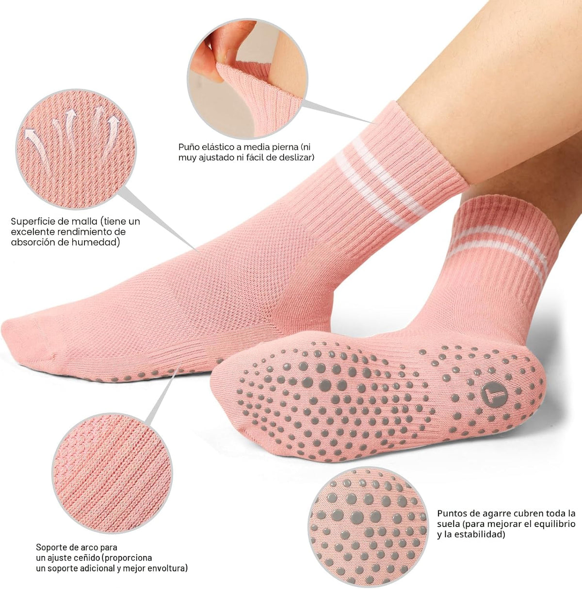 Toes Home Calcetines de pilates para mujer con agarre antideslizant...
