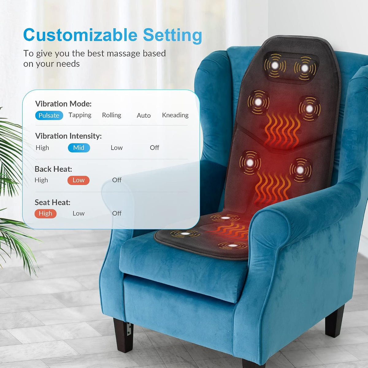 COMFIER Masajeador de Espalda con Calor, Cojín de Masaje de Asiento...