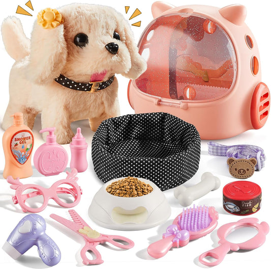 Vanvimen 16 piezas de juguetes de perro robot para niñas, juguetes...