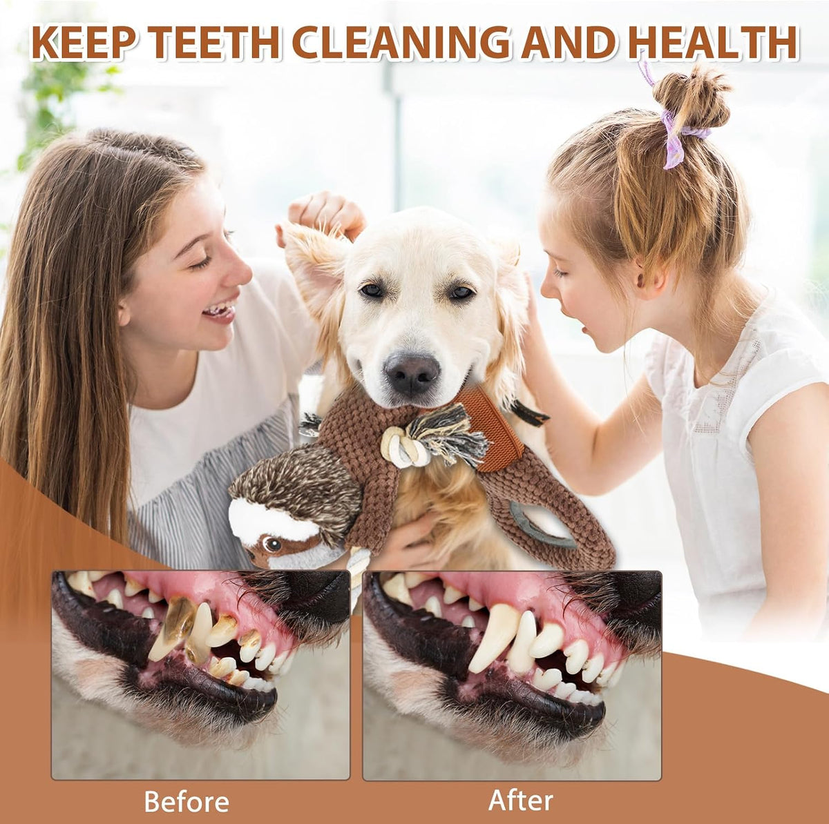 Grandes juguetes de peluche chirriantes para perros con papel arrug...