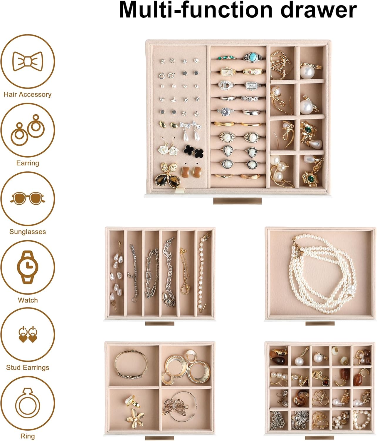 Caja de joyería Frebeauty con tapa transparente, organizador de joy...