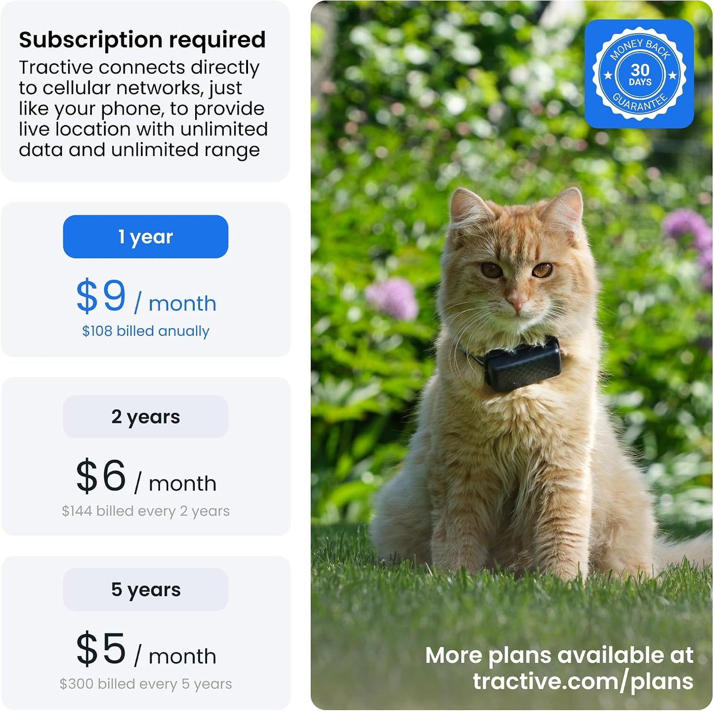 Tractive Rastreador GPS inteligente para gatos | Monitoreo de ubica...