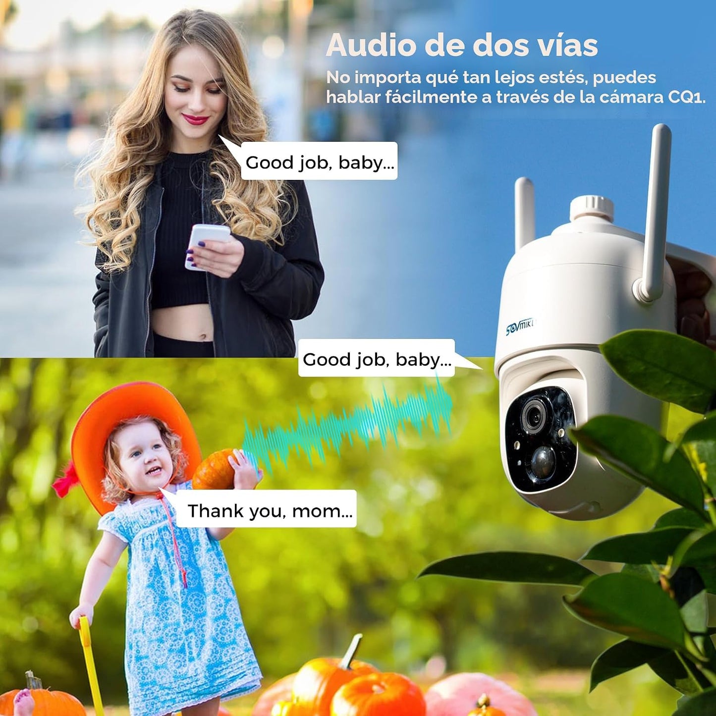 SOVMIKU 2CQ1 AI 2K Cámara de seguridad solar inalámbrica para exter...