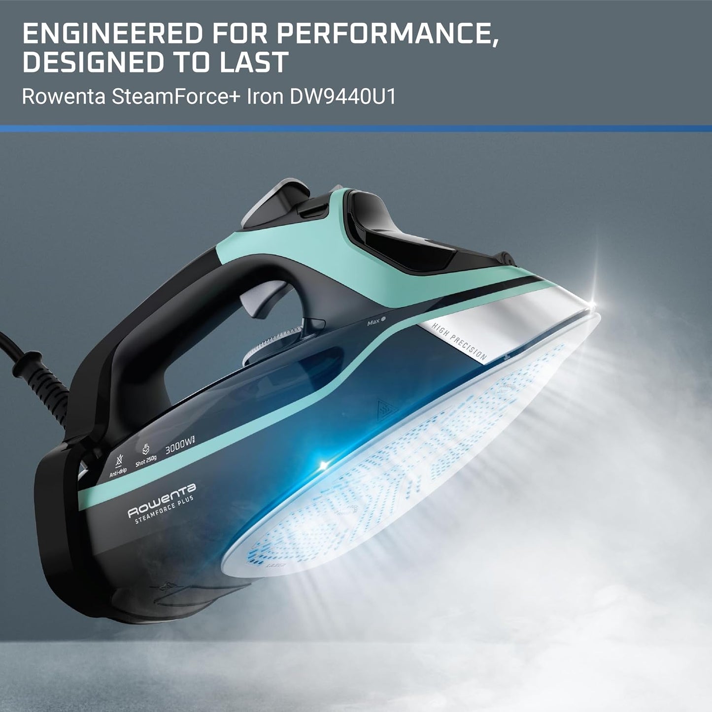 Rowenta Steam Force Plancha de vapor con placa de acero inoxidable...