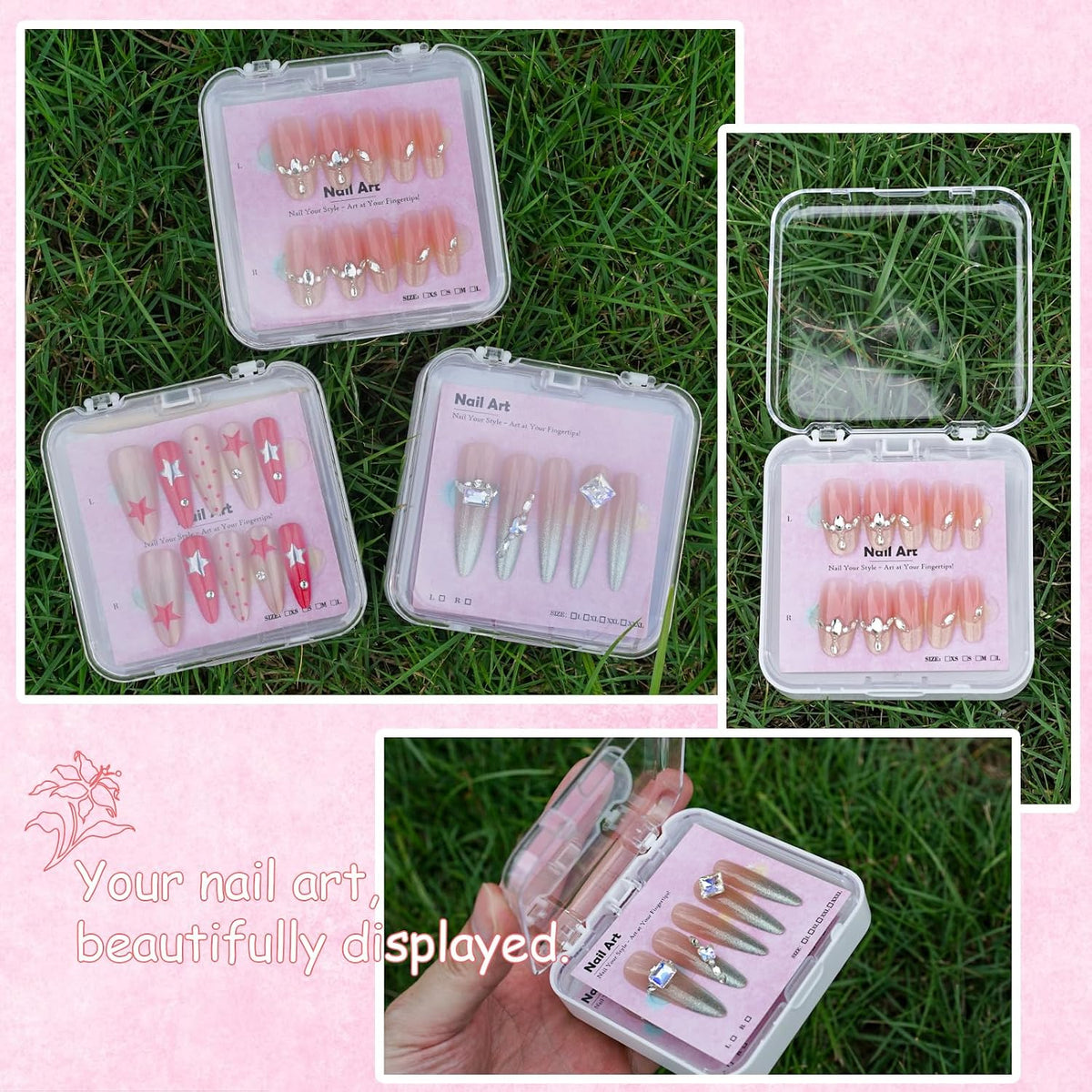 Caja de uñas a presión (blanco, 6 piezas) | Caja organizadora para...
