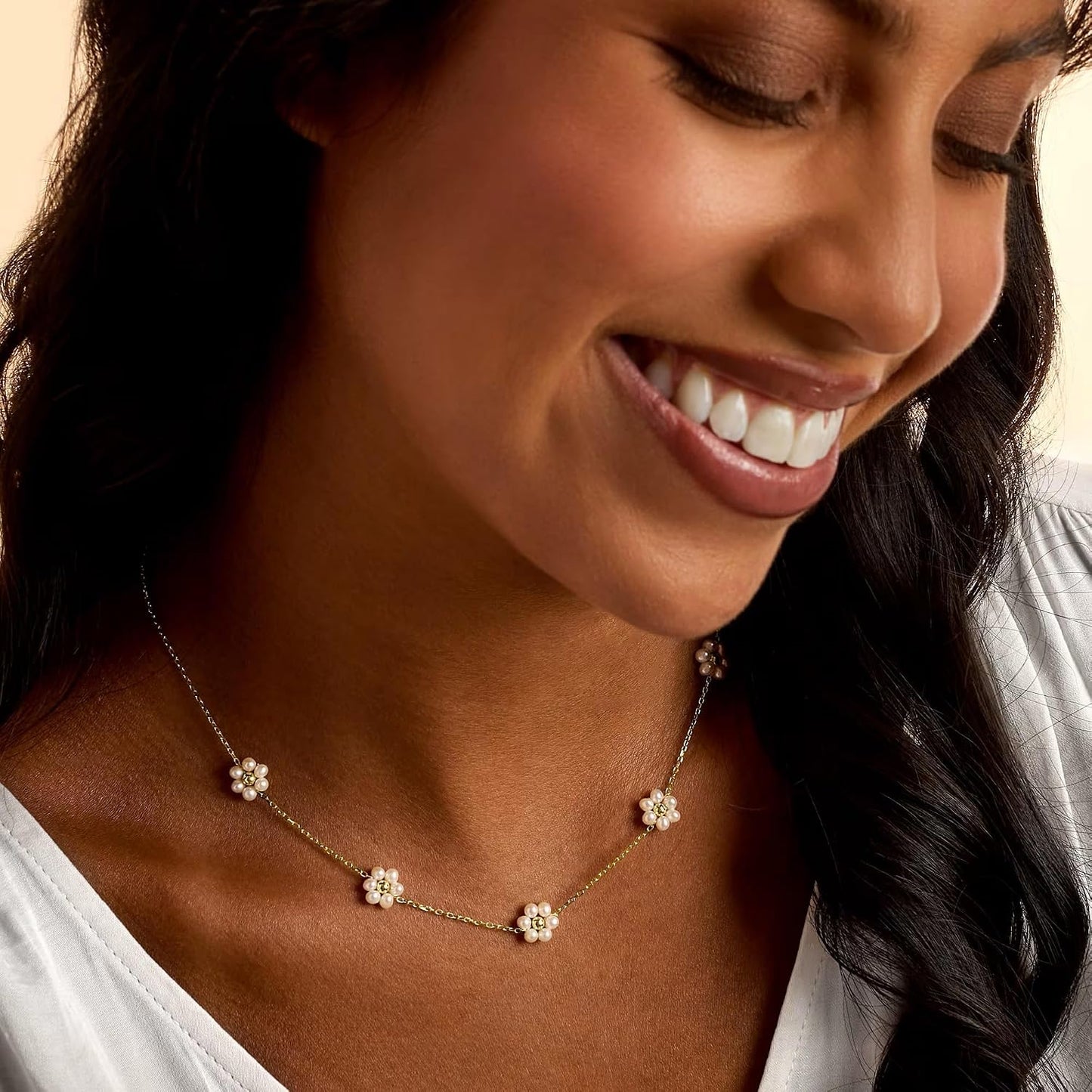 SmileBelle Collares de perlas, gargantilla de perlas de margarita p...