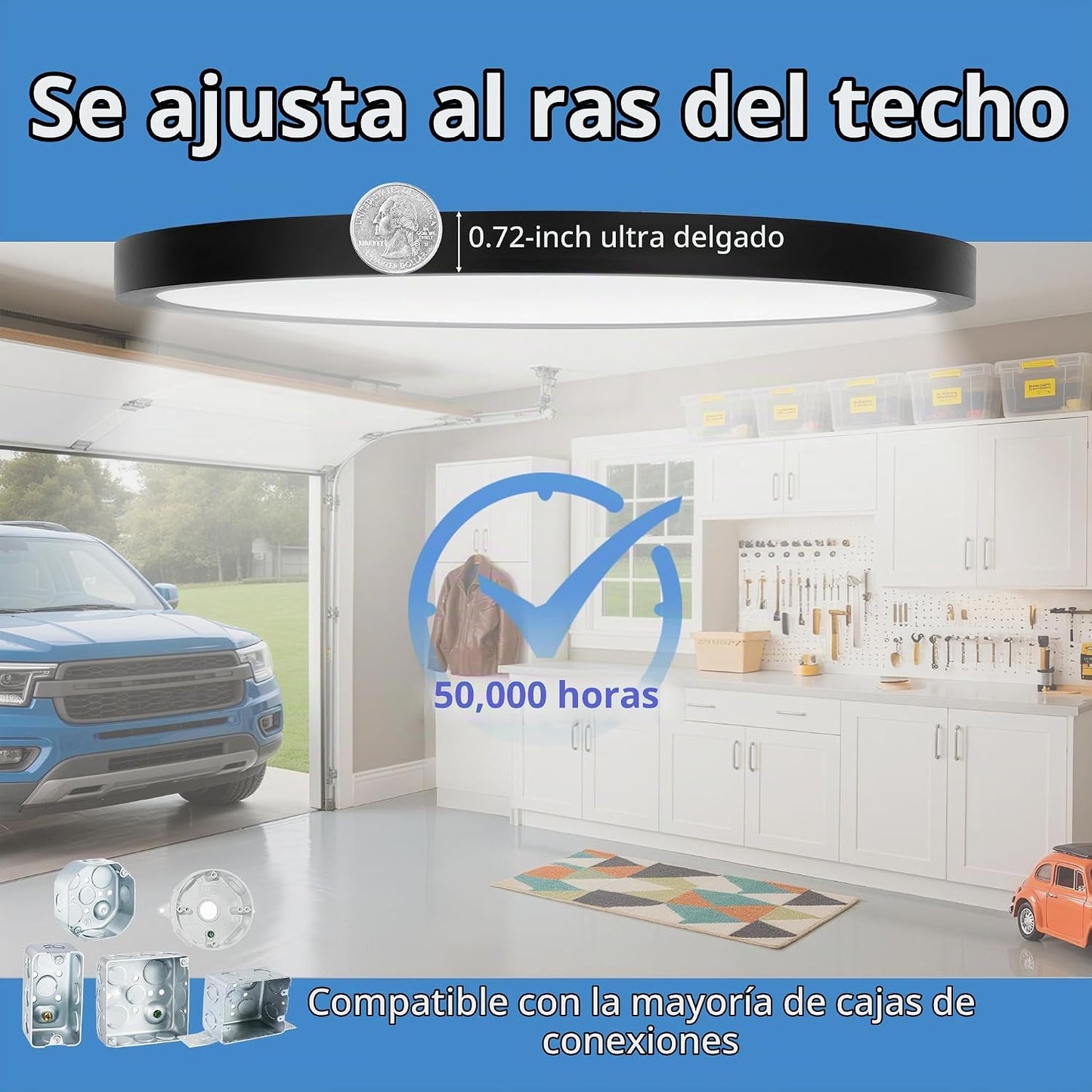 Laiyidia Paquete de 6 lámparas de techo LED ultra finas de 12 pulga...