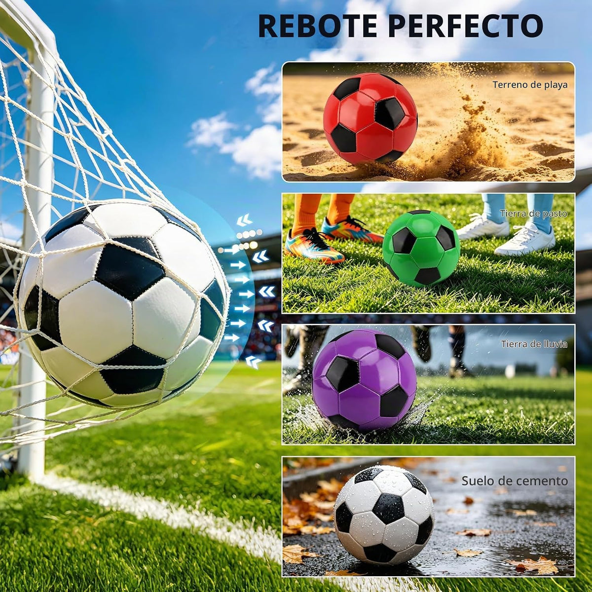 SIKEMAY Paquete de 6 pelotas de fútbol a granel, tamaño oficial 3\/...
